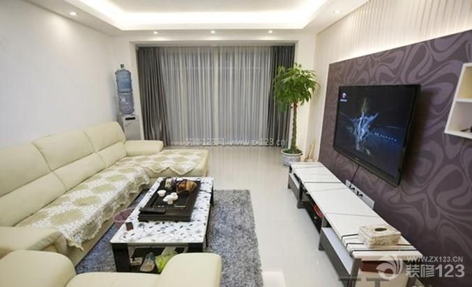 小客厅装修效果图大全 布艺沙发 纯色窗帘