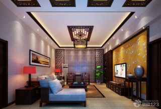 中式家装设计客厅液晶电视背景墙装修设计图