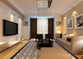 现代简约风格 三室两厅 时尚客厅 长方形客厅 地毯 液晶电视背景墙 