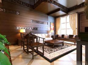 新中式风格 复式房 客厅装修风格 中式沙发 沙发椅 