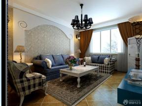 地中海风格设计 四室两厅 家装客厅设计 大客厅 组合沙发 双人沙发 