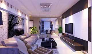 现代简约客厅沙发背景墙装修设计效果图