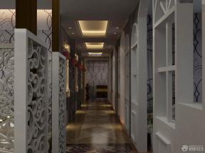 现代欧式风格 走廊玄关 玄关设计 抽象图案壁纸 拼花地砖 隔断造型 隔断设计 壁灯 射灯 灯带 