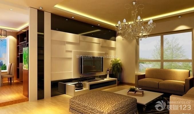 黑白简约最新客厅液晶电视背景墙装修效果图