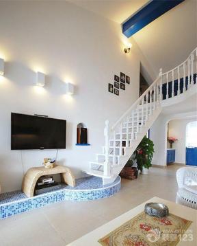 地中海风格设计 木楼梯 楼梯设计 