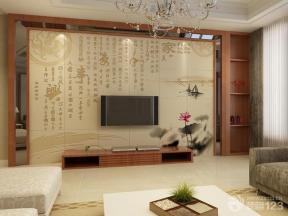 新中式风格 电视背景墙 瓷砖背景墙 客厅墙画 
