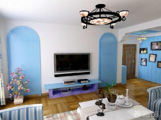 地中海风格客厅液晶电视背景墙装修效果图