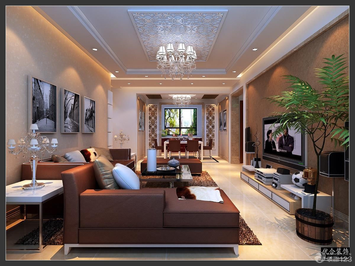 现代混搭风格 客厅装修设计 组合沙发 