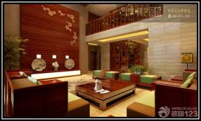 新中式风格 复式房 大客厅 时尚客厅 