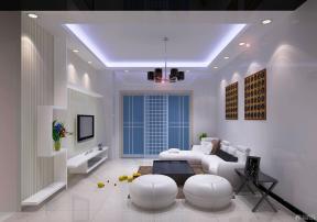 现代客厅 电视背景墙 客厅装修设计 客厅装饰 白色墙面 90平米小户型 