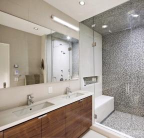 现代设计风格 洗手间 家装卫生间 洗手池 镜子 90平米小户型 