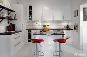 现代设计风格 整体厨房 白色橱柜 橱柜带吧台 