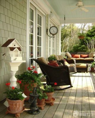 简约欧式风格生活阳台小花园装修设计效果图