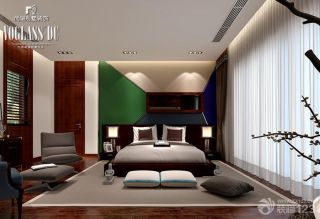 新古典独栋别墅主卧室床头背景墙装修设计效果图