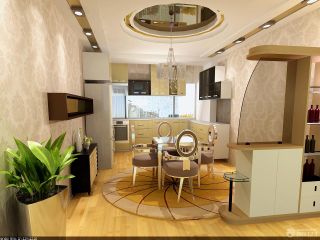 现代简约风格65平米两室一厅厨房餐厅一体装修效果图