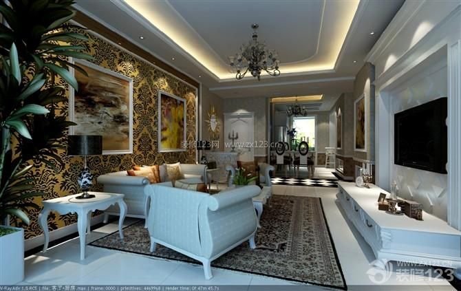 现代设计风格家庭客厅装修效果图 