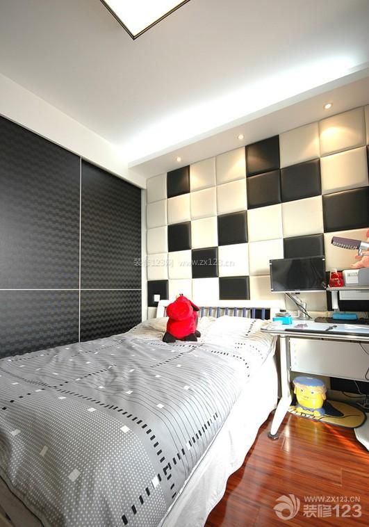 黑白简约50平米两室一厅小平米卧室装修效果图