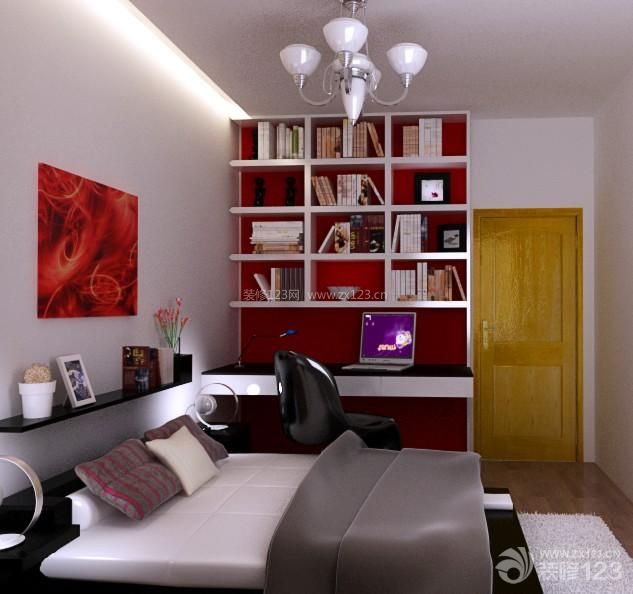 简约室内设计75平米两室一厅卧室书房一体装修效果图