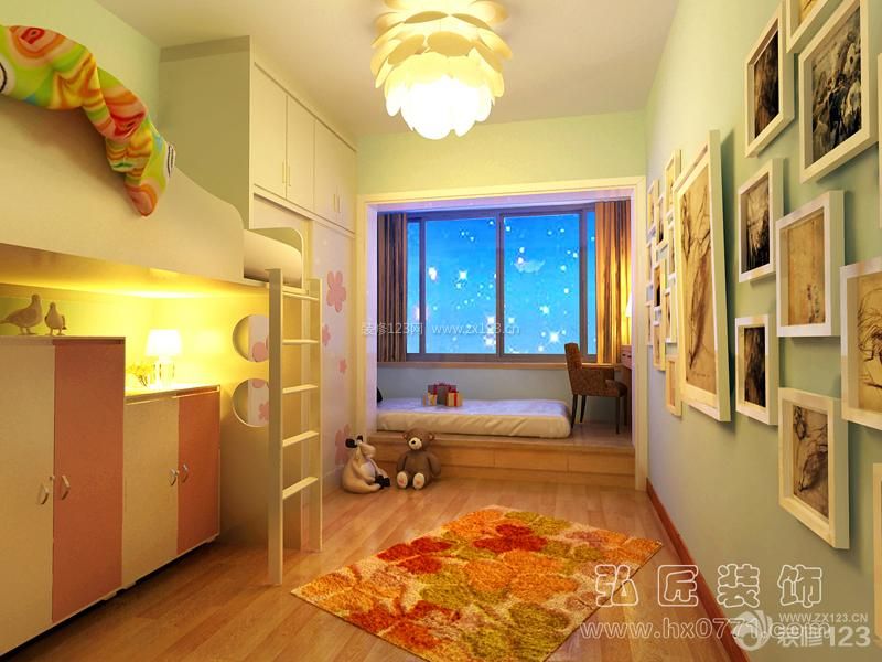 现代简约家装儿童房间布置装修效果图