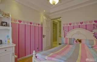 简约家装设计90平两室两厅粉色卧室装修效果图