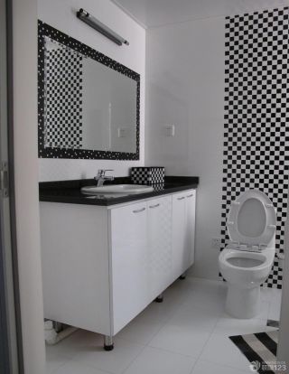 黑白瓷砖马赛克背景墙卫生间装修效果图