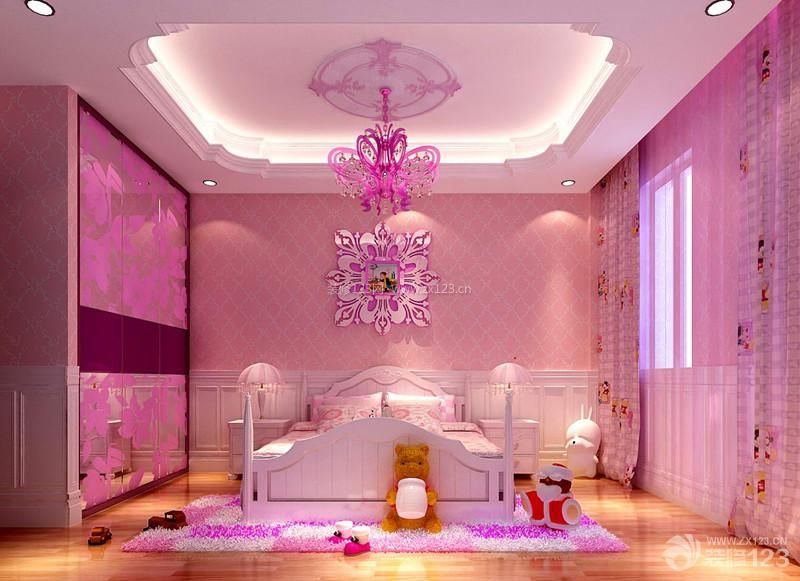 别墅粉色儿童卧室装修设计效果图片