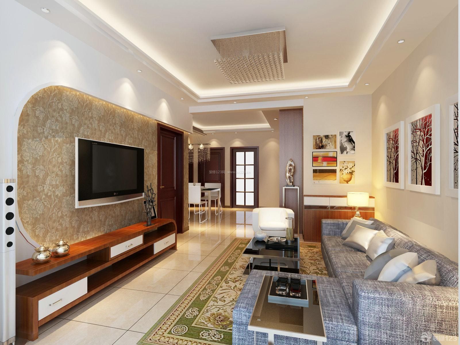 2014现代设计风格90平米两室两厅客厅装修效果图