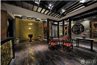 中式实木家具图片茶楼大厅效果图欣赏