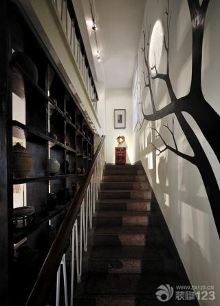 中式茶楼楼梯设计装修图片