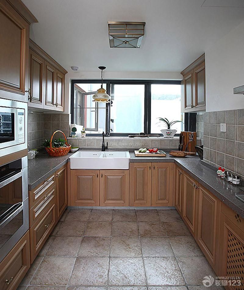 美式风格80平米三室一厅厨房装修设计效果图