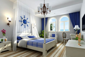 地中海风格卧室装修，在海洋的怀抱下睡觉