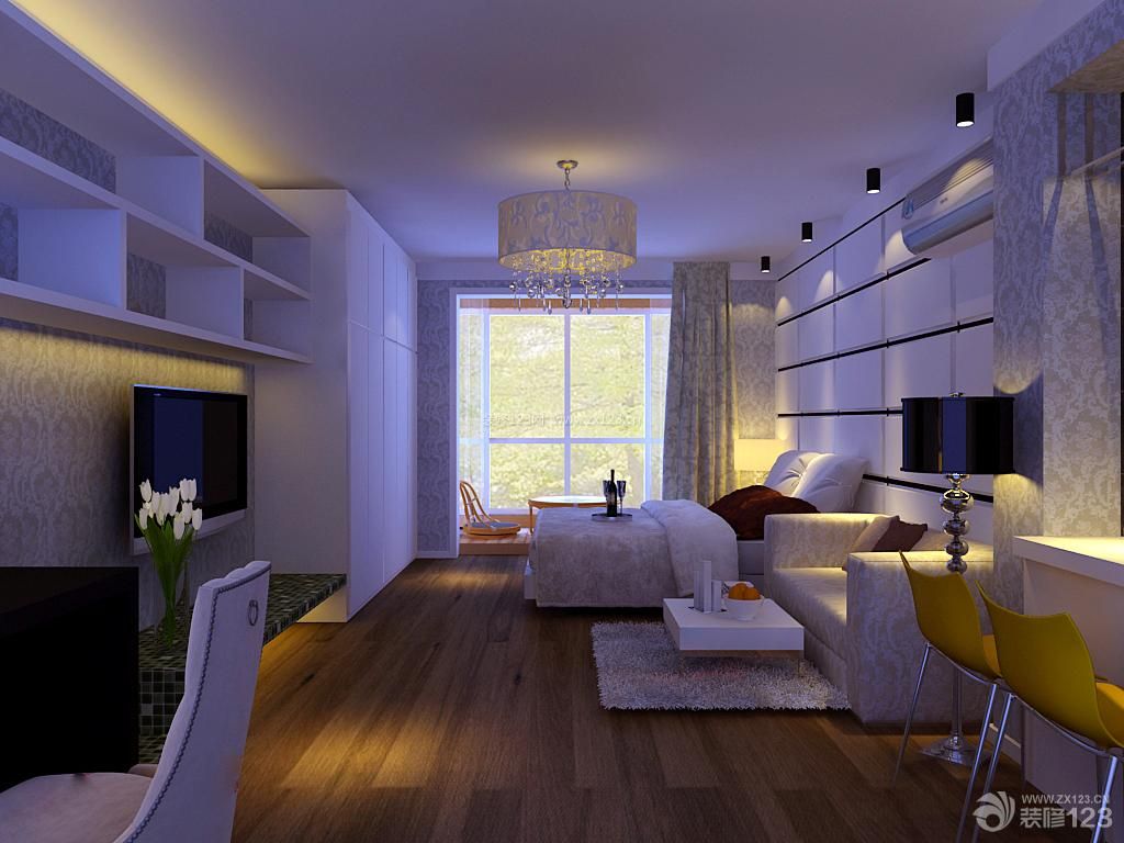 现代时尚一居室单身公寓装修效果图