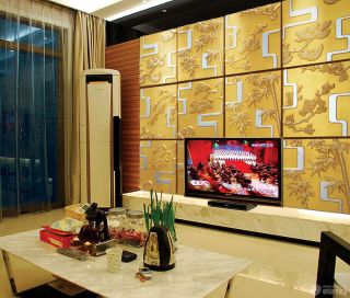 中式混搭客厅电视魔块背景墙装修图片欣赏