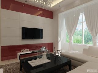 最新两居室客厅瓷砖电视背景墙装修设计效果图