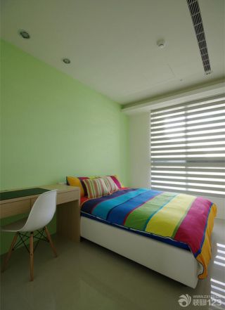 简约设计小户型卧室翠绿色墙面装修效果图