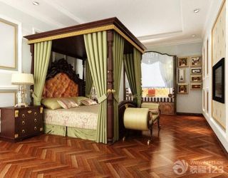 2013欧式卧室深褐色木地板效果图