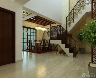 中式装修风格别墅楼梯设计效果图