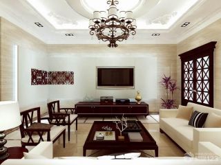 新中式风格30平米客厅装修电视背景墙效果图