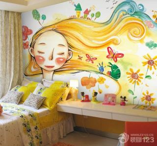 简约个性儿童房卧室床头背景设计图片欣赏