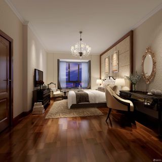 大卧室深褐色木地板装修效果图