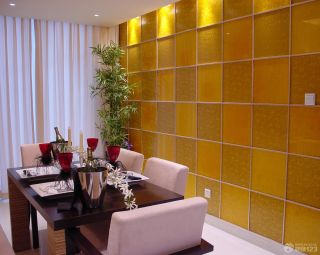 个性三居室家庭餐厅橙色墙面砖装修效果图
