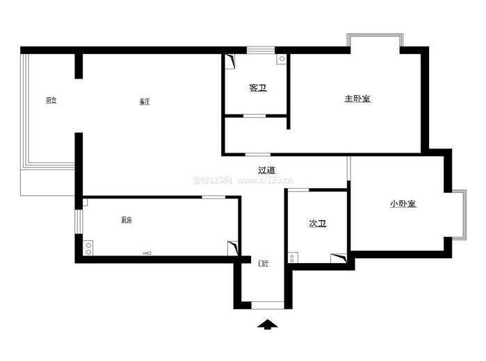 雅荷四季城102平米二居室户型图