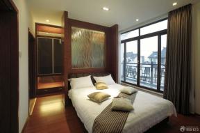 中式家装效果图 15平米卧室 隔断造型 