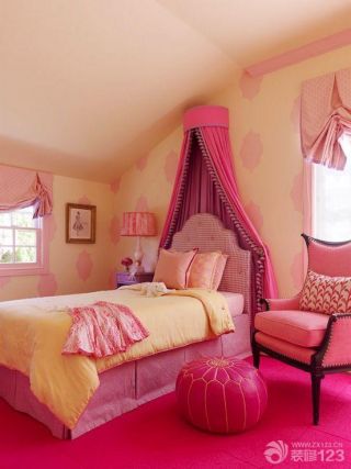 温馨可爱大户型女儿童房卧室装修实景图欣赏