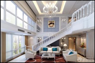 时尚欧式家装设计顶级别墅客厅楼梯装修效果图