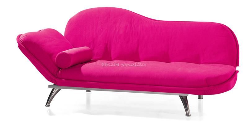 最新现代风格玫红色多功能沙发床图片