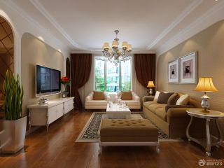 欧式家装设计三室两厅最新客厅沙发装修效果图