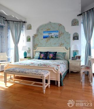 地中海家装主卧室背景墙造型效果图