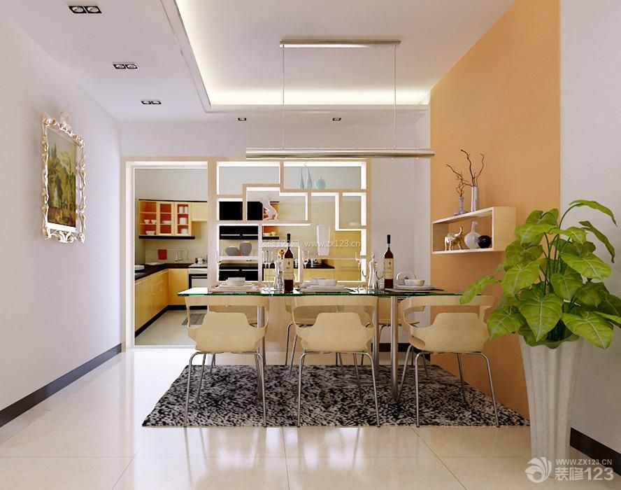 现代风格设计厨房与餐厅隔断装修样板间图片