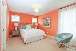 橙色三居室卧室装修设计效果图片
